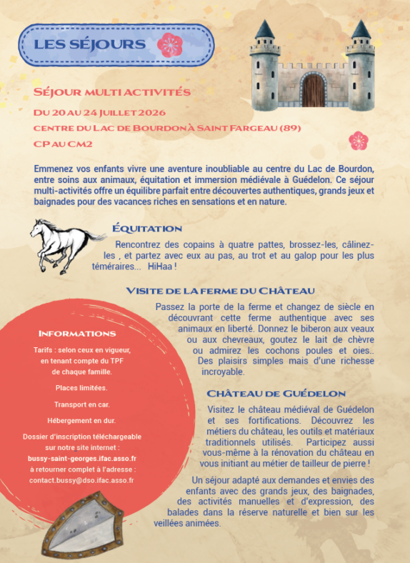 Séjour – Du 20 au 24 Juillet 2026